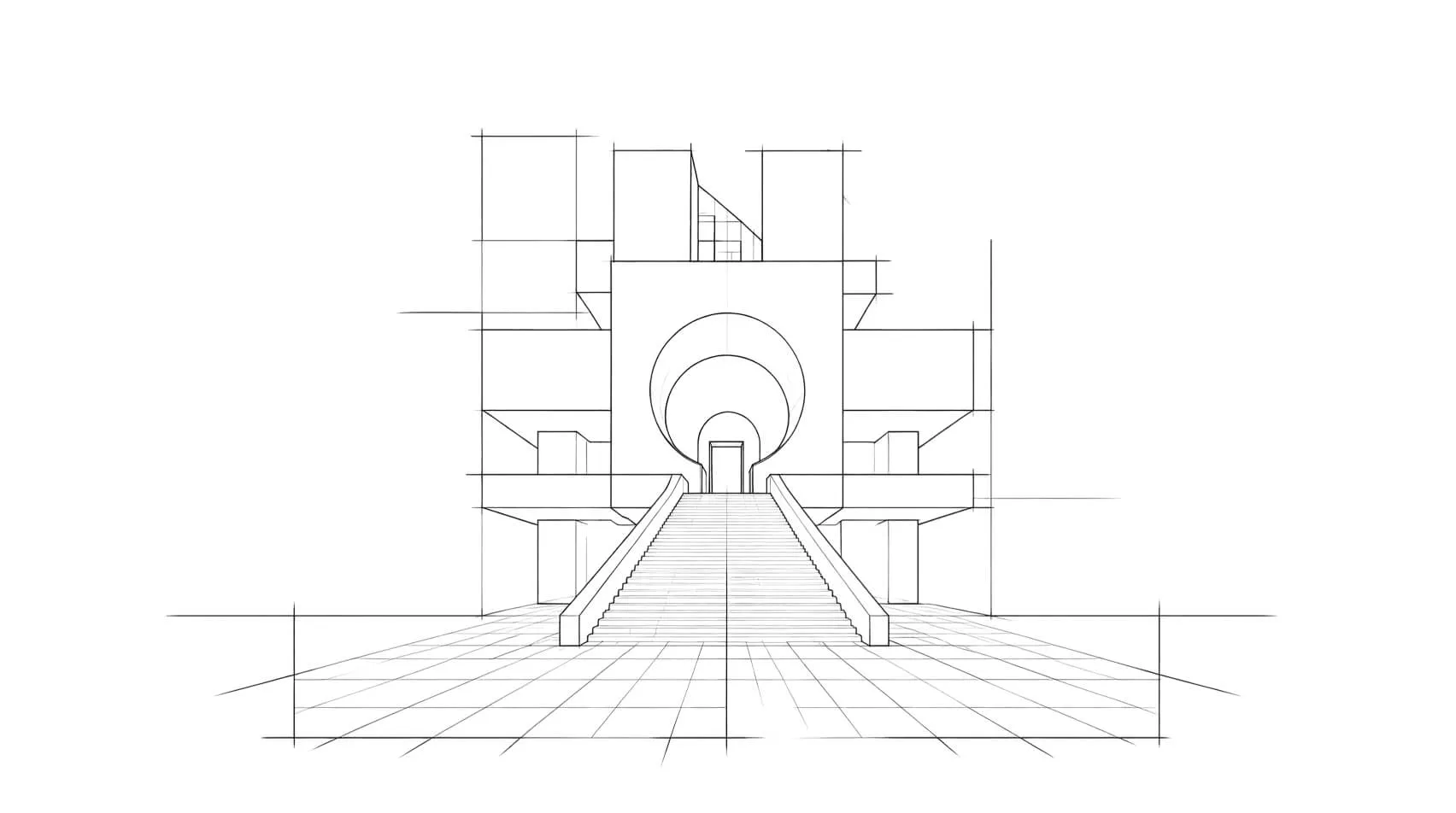 Architectural perspective sketch